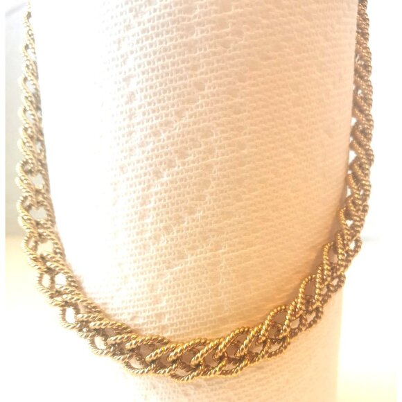 Alfred Sung Braided Gold Tone Necklace Vintage - Picture 8 of 9
